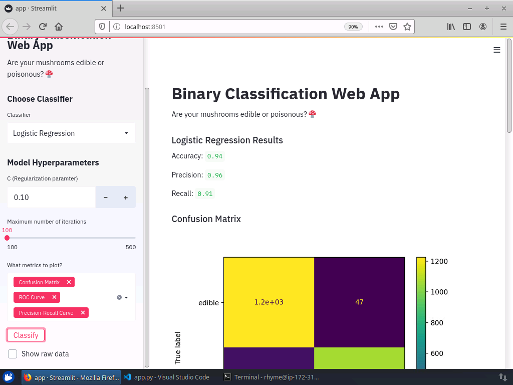 web app with machine learning